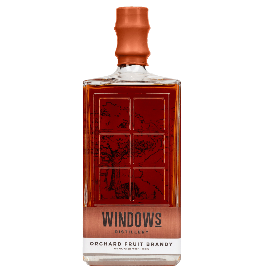 A bottle of Windows Orchard Fruit Brandy